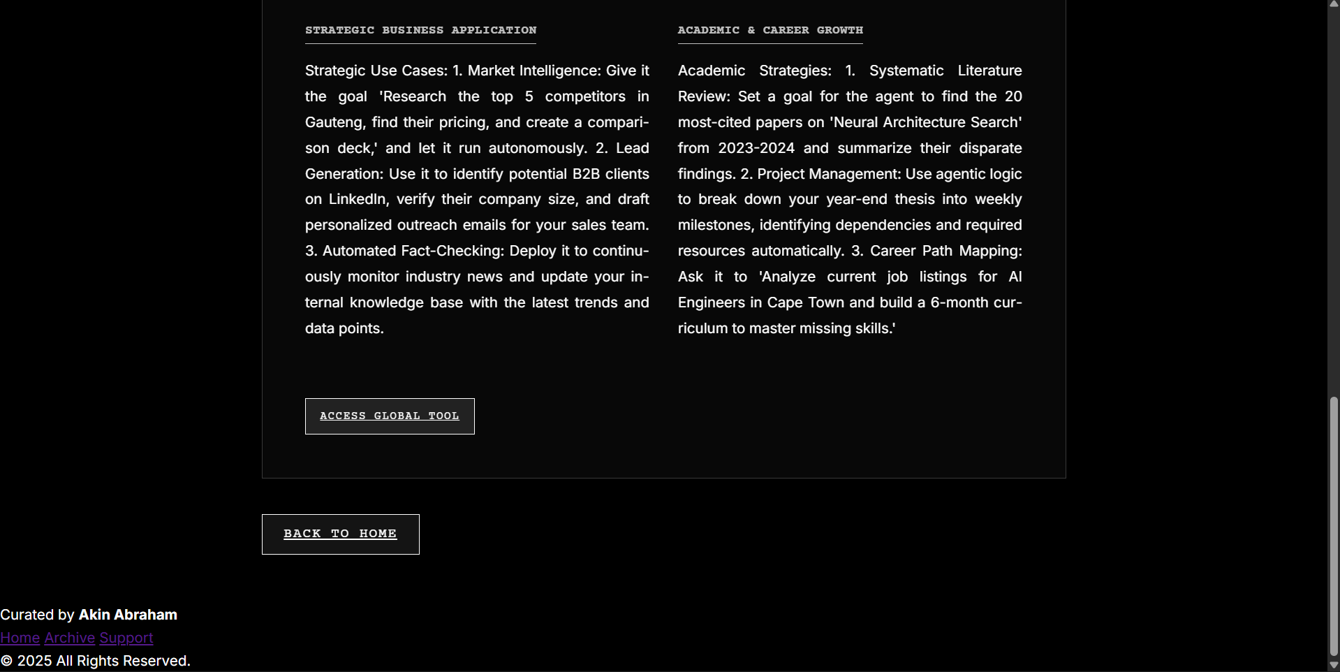 Blogpost supporting section